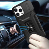 Combat Tough Series Ring Holder Case with Camera Lens Cover for iPhone 16 Pro Max - Black