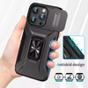 Combat Tough Series Ring Holder Case with Camera Lens Cover for iPhone 16 Pro - Black