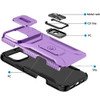 Combat Tough Series Ring Holder Case with Camera Lens Cover for iPhone 16 Plus - Purple