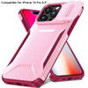 Combat Tough Series Hybrid Case with Camera Lens Cover for iPhone 16 Pro - Pink Burgundy