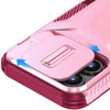 Combat Tough Series Hybrid Case with Camera Lens Cover for iPhone 16 Pro - Pink Burgundy