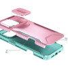 Combat Tough Series Hybrid Case with Camera Lens Cover for iPhone 16 Pro - Pink Teal