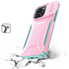 Combat Tough Series Hybrid Case with Camera Lens Cover for iPhone 16 Pro - Pink Teal
