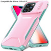 Combat Tough Series Hybrid Case with Camera Lens Cover for iPhone 16 Pro - Pink Teal