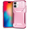 Combat Tough Series Hybrid Case with Camera Lens Cover for iPhone 16 - Pink Burgundy