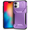 Combat Tough Series Hybrid Case with Camera Lens Cover for iPhone 16 - Purple
