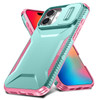 Combat Tough Series Hybrid Case with Camera Lens Cover for iPhone 16 - Teal Pink