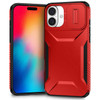 Combat Tough Series Hybrid Case with Camera Lens Cover for iPhone 16 Plus - Red