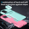 Combat Tough Series Hybrid Case with Camera Lens Cover for iPhone 16 Plus - Teal Pink