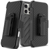 Military Grade Noble Hybrid Armor Case with Belt Clip Holster for iPhone 16 Pro Max - Black