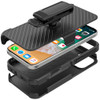 Military Grade Noble Hybrid Armor Case with Belt Clip Holster for iPhone 16 Pro Max - Black