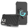 Military Grade Noble Hybrid Armor Case with Belt Clip Holster for iPhone 16 Pro - Black Grey