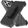Military Grade Noble Hybrid Armor Case with Belt Clip Holster for iPhone 16 Pro - Black Grey