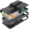 Military Grade Noble Hybrid Armor Case with Belt Clip Holster for iPhone 16 Pro - Black Grey