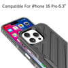 Military Grade Noble Hybrid Armor Case with Belt Clip Holster for iPhone 16 Pro - Black Grey