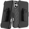 Military Grade Noble Hybrid Armor Case with Belt Clip Holster for iPhone 16 - Black