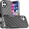 Military Grade Noble Hybrid Armor Case with Belt Clip Holster for iPhone 16 - Black Grey