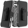 Military Grade Noble Hybrid Armor Case with Belt Clip Holster for iPhone 16 Plus - Black Grey