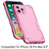 Military Grade Shockproof Hybrid Armor Case for iPhone 16 Pro Max - Pink
