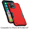 Military Grade Shockproof Hybrid Armor Case for iPhone 16 Pro Max - Red