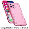 Military Grade Shockproof Hybrid Armor Case for iPhone 16 Pro - Pink