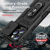 Military Grade Hybrid Case with Ring Grip and Camera Lens Protector for iPhone 16 Pro Max - Black