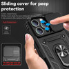 Military Grade Hybrid Case with Ring Grip and Camera Lens Protector for iPhone 16 Pro Max - Black