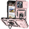 Military Grade Hybrid Case with Ring Grip and Camera Lens Protector for iPhone 16 Pro Max - Rose Gold