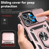Military Grade Hybrid Case with Ring Grip and Camera Lens Protector for iPhone 16 Pro Max - Rose Gold