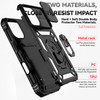 Military Grade Hybrid Case with Ring Grip and Camera Lens Protector for iPhone 16 Pro - Black