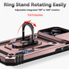 Military Grade Hybrid Case with Ring Grip and Camera Lens Protector for iPhone 16 Pro - Rose Gold