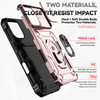Military Grade Hybrid Case with Ring Grip and Camera Lens Protector for iPhone 16 Pro - Rose Gold