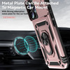 Military Grade Hybrid Case with Ring Grip and Camera Lens Protector for iPhone 16 Pro - Rose Gold