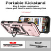Military Grade Hybrid Case with Ring Grip and Camera Lens Protector for iPhone 16 Pro - Rose Gold