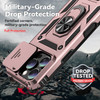 Military Grade Hybrid Case with Ring Grip and Camera Lens Protector for iPhone 16 Pro - Rose Gold