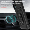Military Grade Hybrid Case with Ring Grip and Camera Lens Protector for iPhone 16 Plus - Black