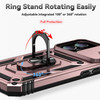 Military Grade Hybrid Case with Ring Grip and Camera Lens Protector for iPhone 16 Plus - Rose Gold