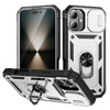 Military Grade Hybrid Case with Ring Grip and Camera Lens Protector for iPhone 16 Plus - Silver