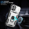 Military Grade Hybrid Case with Ring Grip and Camera Lens Protector for iPhone 16 Plus - Silver