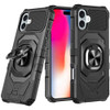 Military Grade Robotic Series Hybrid Case with Ring Grip for iPhone 16 Plus - Black