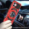 Military Grade Robotic Series Hybrid Case with Ring Grip for iPhone 16 Plus - Red