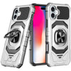 Military Grade Robotic Series Hybrid Case with Ring Grip for iPhone 16 Plus - Silver