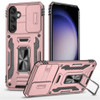 Military Grade Ring Holder Case with Camera Lens Cover for Samsung Galaxy S24 FE - Rose Gold