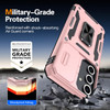 Military Grade Ring Holder Case with Camera Lens Cover for Samsung Galaxy S24 FE - Rose Gold