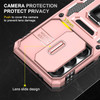 Military Grade Ring Holder Case with Camera Lens Cover for Samsung Galaxy S24 FE - Rose Gold