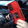 Combat Tough Series Ring Holder Case with Camera Lens Cover for Samsung Galaxy S24 FE - Red