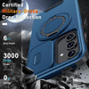 Dual Layer MagSafe Case with Rotating Stand and Privacy Camera Cover for Samsung Galaxy S24 FE - Blue