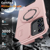 Dual Layer MagSafe Case with Rotating Stand and Privacy Camera Cover for Samsung Galaxy S24 FE - Pink