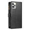 Leather Wallet Case with Zipper Pocket for iPhone 16 Pro Max - Black