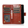 Leather Wallet Case with Zipper Pocket for iPhone 16 Pro Max - Brown